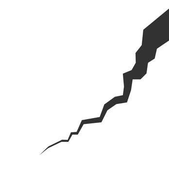 Cracked ground. Realistic crack texture crack. Rift on surface. Split terrain after earthquake. Crack on the wall or on the ice. vector