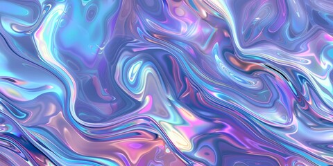 Fototapeta premium A digital rendering of an abstract iridescent liquid swirling pattern in shades of purple and blue