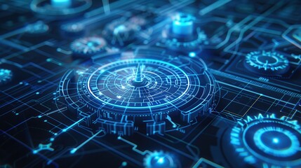 Background combines traditional, futuristic mechanical engineering concepts