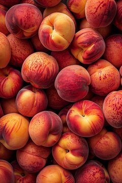 Pile of  fresh peaches.