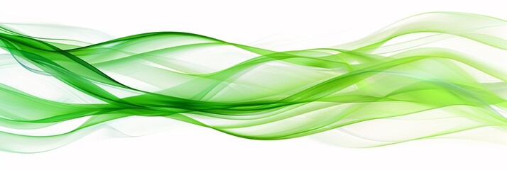 Green abstract neon wave on a white background.