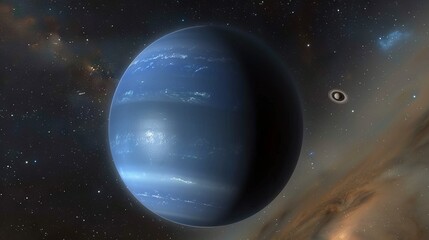 Obraz premium Artist renders exoplanet with star in foreground and distant object in background