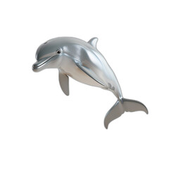 Obraz premium A playful 3D dolphin with smooth skin and a friendly expression, jumping on a white background