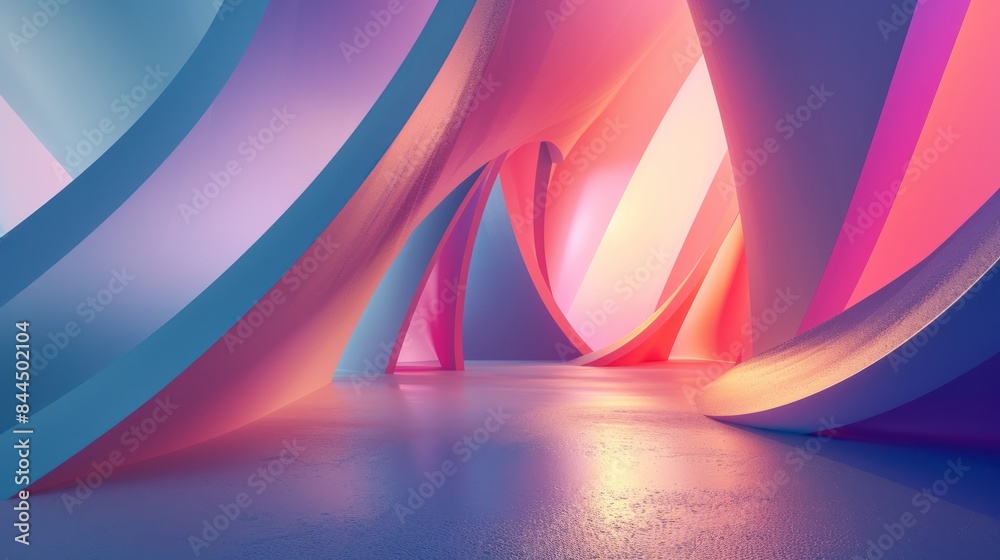 Fototapete Abstract scenario in contemporary minimal style, 3d computer generated image