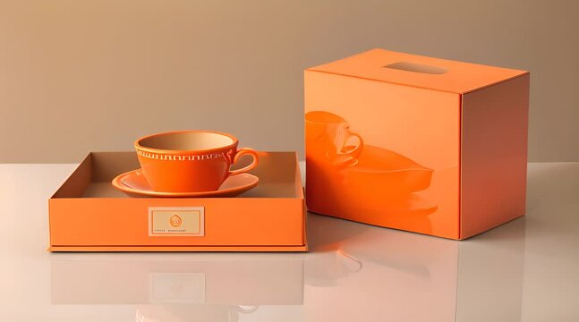 Tea Box with Cup Packaging Brand Promotion Mockup