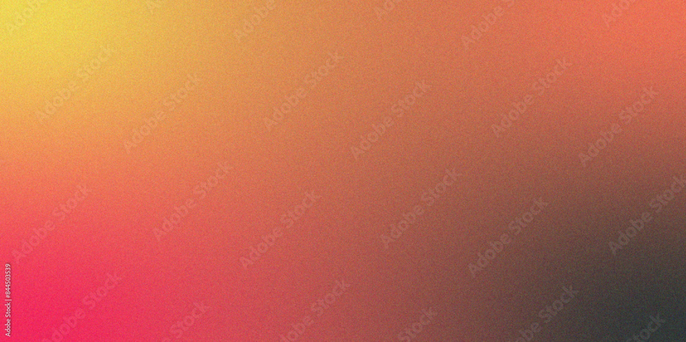Poster fuchsia vibrant pink blurred yellow grainy gradient background. carmine pink pale grainy gradient te
