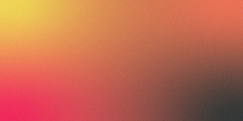 Fuchsia vibrant pink blurred yellow grainy gradient background. Carmine pink pale grainy gradient texture. Soft gradient backdrop with grain and noise.