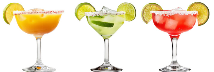 margarita cocktail lime drink, cutout isolated on white