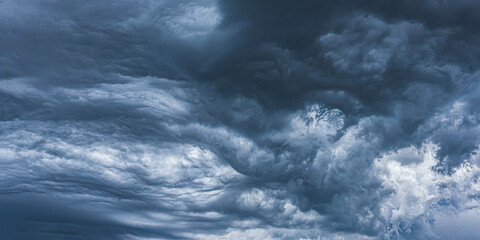 Obraz premium Stormy Sky Before Rain Thunderstorm. Storm Cloudy Sky Background