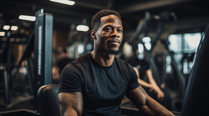 Man working out on fitness machine in gym