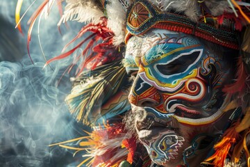 Fototapeta premium a man with a colorful face and headdress