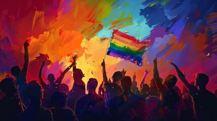 Festive LGBT Pride Parade under Vibrant Lights