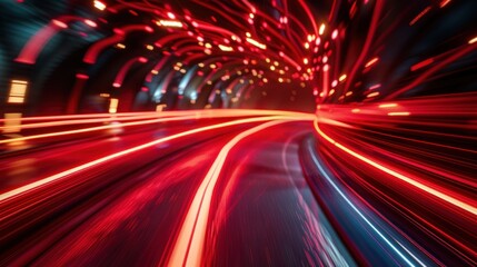 Obraz premium Full frame abstract image of vibrant red light trails