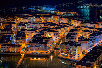 Obraz premium Aerial view of Qanat Quartier Peral Qatar