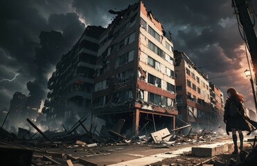 Fototapeta premium building collapsed