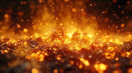 Fototapeta premium A close-up image of burning embers and orange flames in the dark