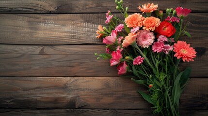 Flowers on vintage wooden background, border frame design. vintage color tone - concept flower of spring or summer background