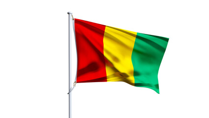 Waving flag of guinea isolated on transparent background.