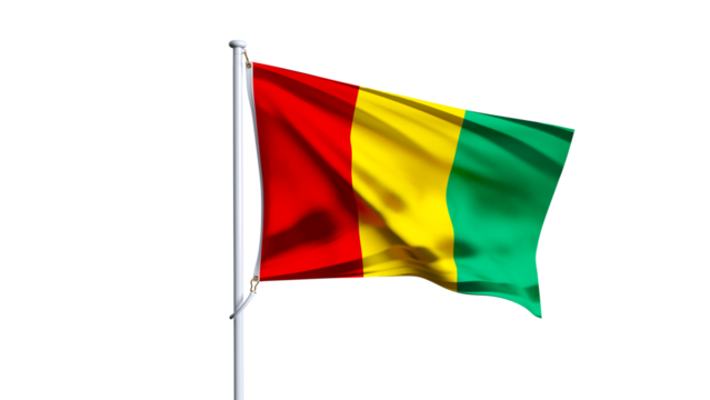 Waving flag of guinea isolated on transparent background.