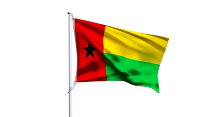 Waving flag of guinea-bissau isolated on transparent background.