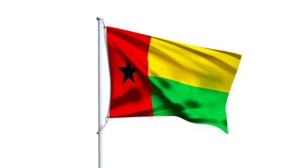 Waving flag of guinea-bissau isolated on transparent background.