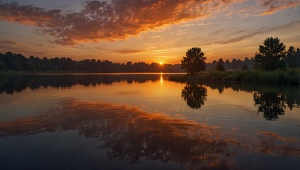 Fototapeta premium A picture with words, capturing the essence of a colorful sunset reflected on a calm lake ai_generated