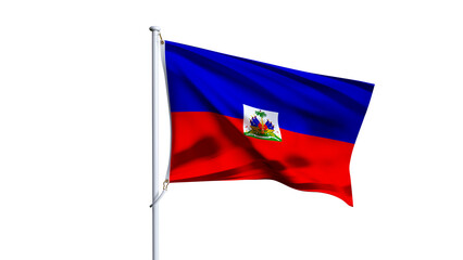 Waving flag of haiti isolated on transparent background.