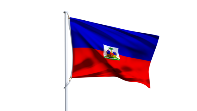 Waving flag of haiti isolated on transparent background.