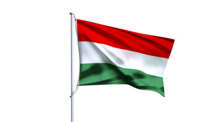 Waving flag of hungary isolated on transparent background.