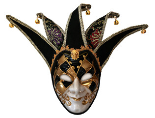 Jester full face party mask isolated on a white background
