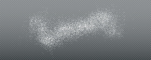 Christmas glowing bokeh confetti light and glitter texture overlay for your design. Frosting effect sugar png, salt and flour for baking, with powder white and isolated on transparent background.