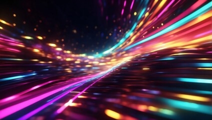 Obraz premium Dynamic Light Stripes Background with Colorful Speed Effects in Digital.