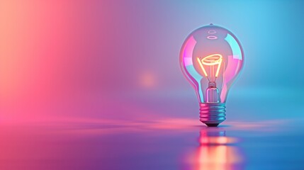 Light bulb minimal idea concept on color gradient background