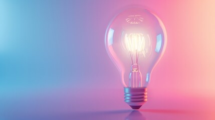 Light bulb minimal idea concept on color gradient background