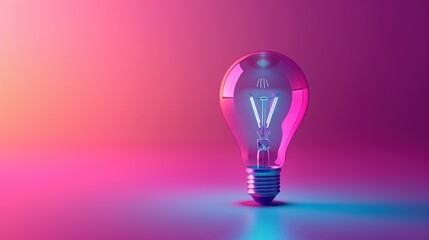 Light bulb minimal idea concept on color gradient background