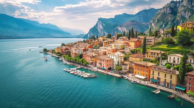 Riva del Garda is a picturesque town in the Italian province of Trentino. It's located on the northern shores of Lake Garda, one of the largest lakes in Italy.