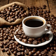 Fototapeta premium coffee beans and cup