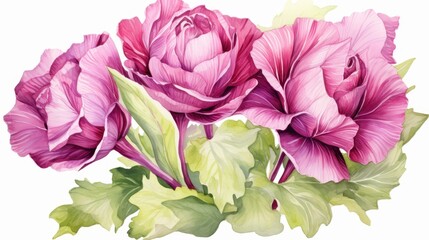 A watercolor of radicchio clipart, isolated on white background