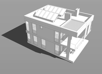 house building sketch architecture 3d illustration
