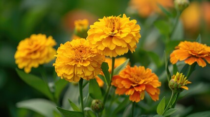 Fototapeta premium Blooming flowers in the garden rejuvenate the heart and refresh the eyes with the radiant yellow hues