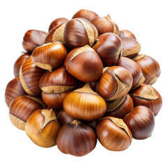 Obraz premium Pile of fresh chestnuts on transparent background