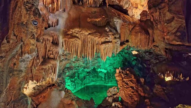 Mira de Aire Caves, Grutas de Mira de Aire at Leiria, Portugal. A set of limestone caves in Porto de Mos, Leiria. Moinhos Velhos