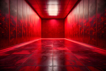 Futuristic Red Room with Dramatic Lighting