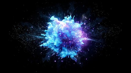 Explosive energy sphere with glowing flames. Cosmic galaxy and star burst in a night sky. Abstract illustration of a burning universe with magical light effects. Ideal for astronomy and science themes