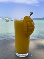 Mango smoothie in summer, Andaman sea.