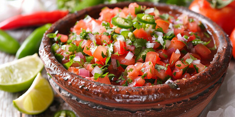 Fresh Pico de Gallo in Mexican Food Spread