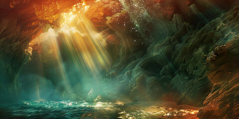 Glimmering Depths: Delving into the Mesmerizing Caves of Light, Where Sunbeams Dance