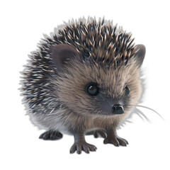 Obraz premium A friendly 3D hedgehog with spiky fur and tiny feet, standing on a white background