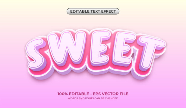 3D Sweet pink text effect. Editable cute baby comic cartoon text effect