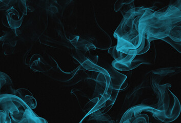 a teal smoke swirl on a black background